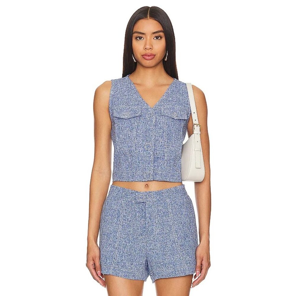 Central Park West Sammie Top in Blue Tweed